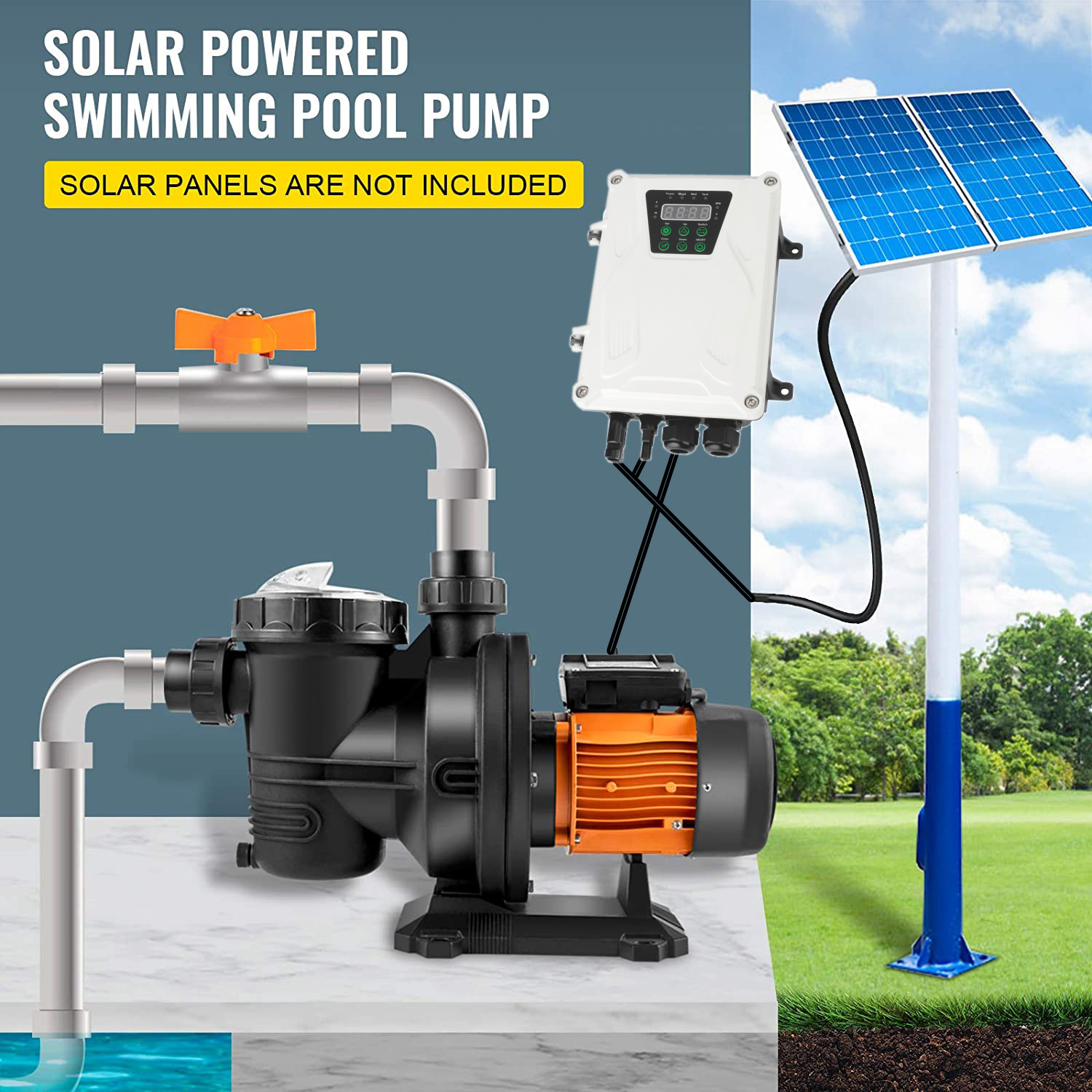 HZUSUN 500W Portable Pool Pump - Solar Pool Pump Kit recension och pris