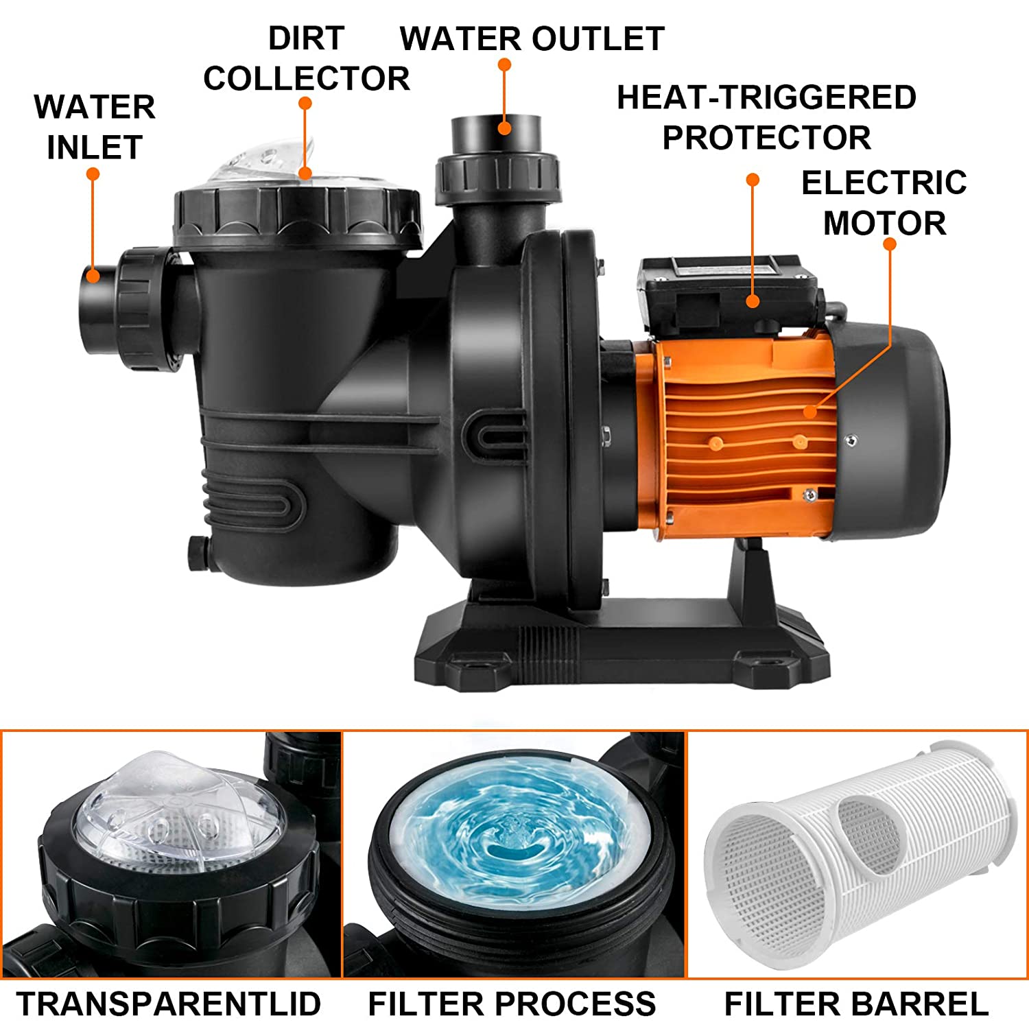HZUSUN 500W Portable Pool Pump - Solar Pool Pump Kit recension och pris