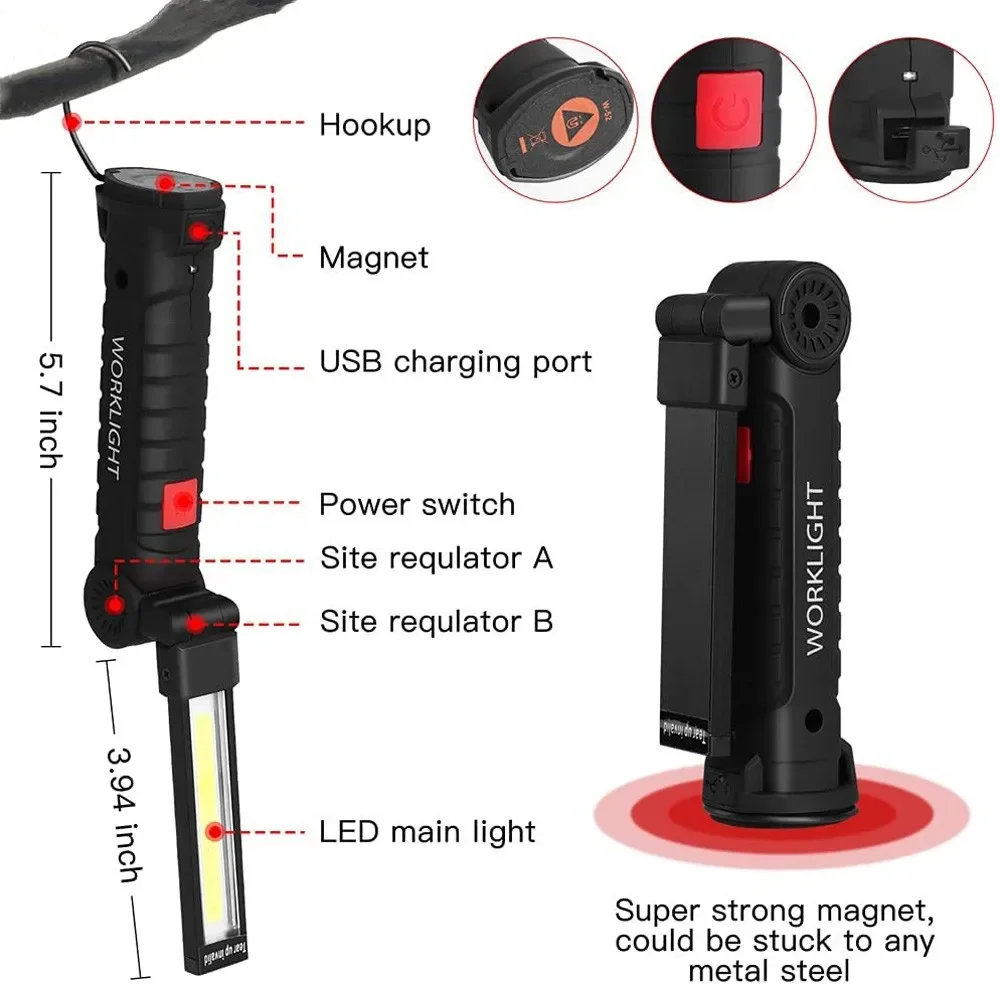 Portable COB LED Flashlight US - Renewable Energy Battery recension och pris