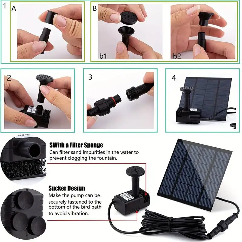 Solar Fountain with 6 Nozzles  - Solar Pool Pump Kit recension och pris