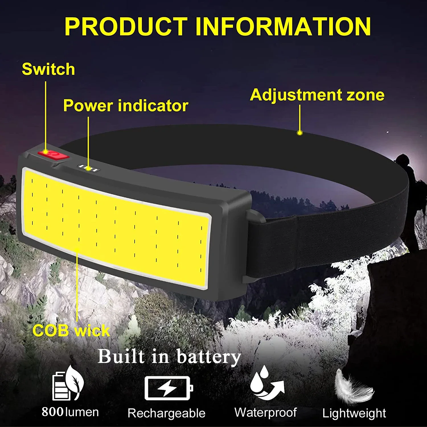 COB Portable LED Headlights Ou - Renewable Energy Battery recension och pris